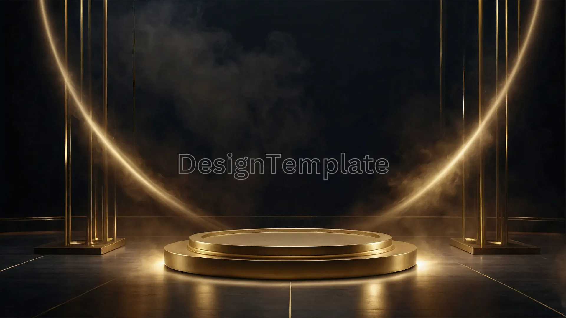 Golden Circular Podium with Light Effect Texture PNG image